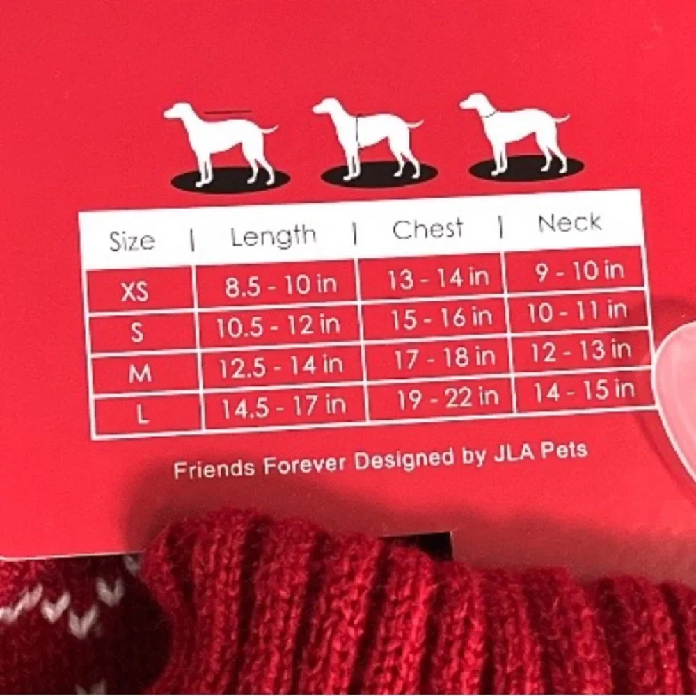 Friends Forever Snowflakes and Reindeers Pet Sweater Red White Size XSmall